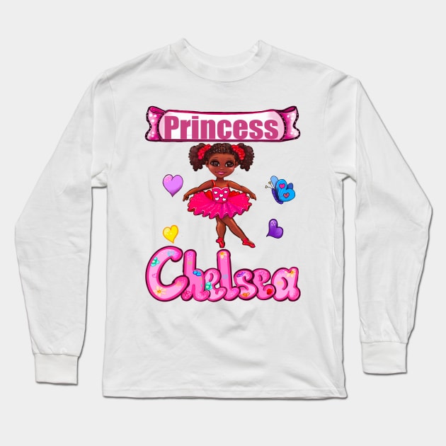 Birthday girl fantasy ballet African American Princess Chelsea Long Sleeve T-Shirt by Artonmytee